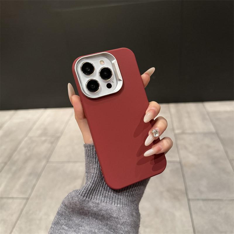 

Роскошный жидкий силиконовый мягкий простой чехол для телефона iPhone 16 15 14 Plus 13 12 11 Pro Max 2 в 1 матовый бампер противоударный чехол iPhone 16 Pro Max красный