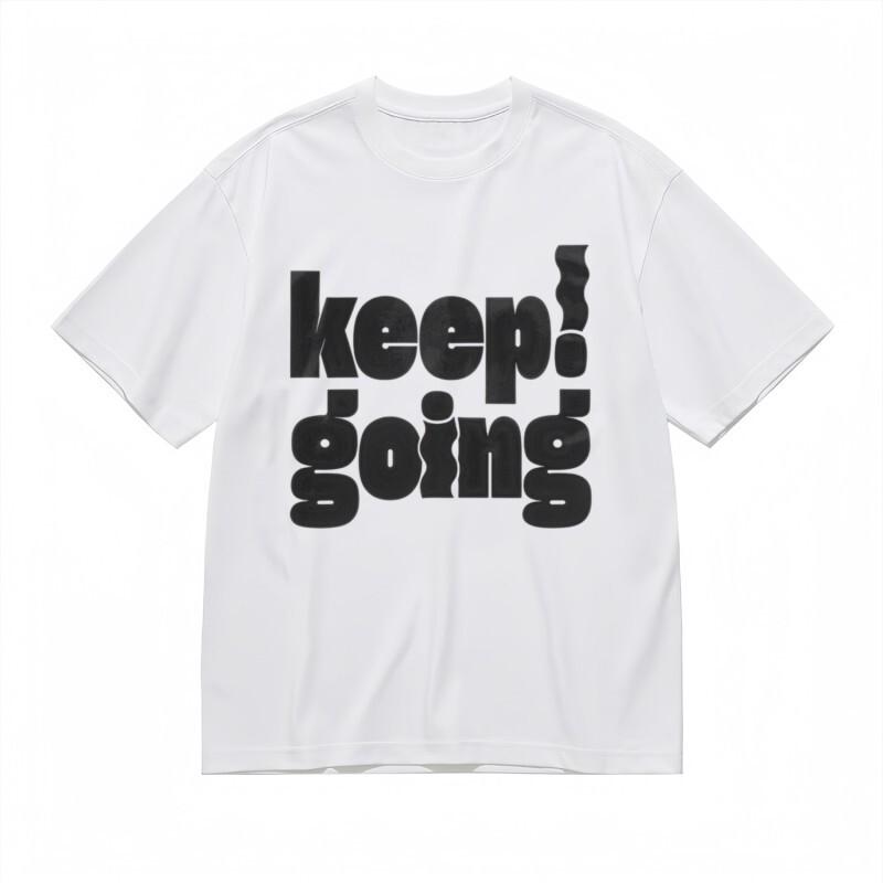 

Women s Trend Classic T-Shirt 3D Keep Going Distressed Print Tee White Tops 4XL