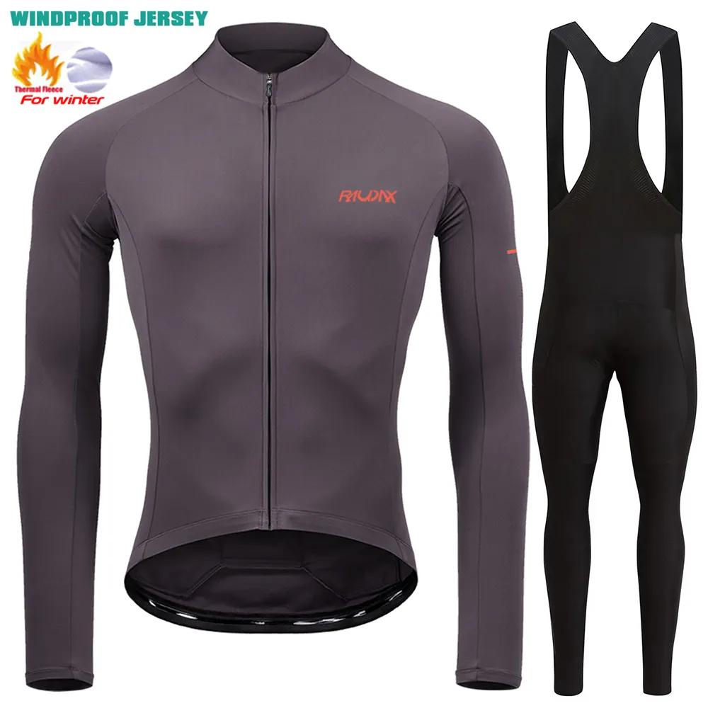 RAUDAX 2024 Man's Winter Cycling Clothing Long Sleeves Thermal Fleece Cycling Jersey Set Outdoor Keep Warm Road Bike Sportswear