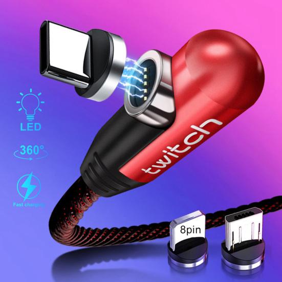 

Зарядный кабель Micro USB Type C с магнитной вилкой под углом 90 градусов для iPhone Android