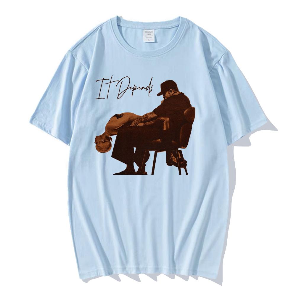 Rapper Chris Brown It Depends T-shirt Men Women Hip Hop Fashion Pop Music T Shirts Casual Cotton Vintage Trendy T-shirts Clothes
