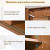 Sideboard, Chest Of Drawers with 3 Drawers and 3 Sliding Doors, Rattan Mesh On The Door Fronts, Legs Made of Solid Wood, Golden Metal Iron Handle,
