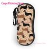 Portable Eyewear Case Dachshund Dogs And Bones Sunglasses Soft Case Glasses Box with Lanyard Zipper Eyeglass Case