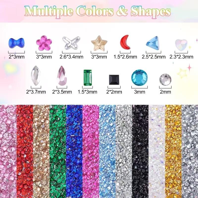 Shaped Diamond Nail Art Jewelry 12 Sets Crayon Tweezers Flash Nail Art Nail Ornament