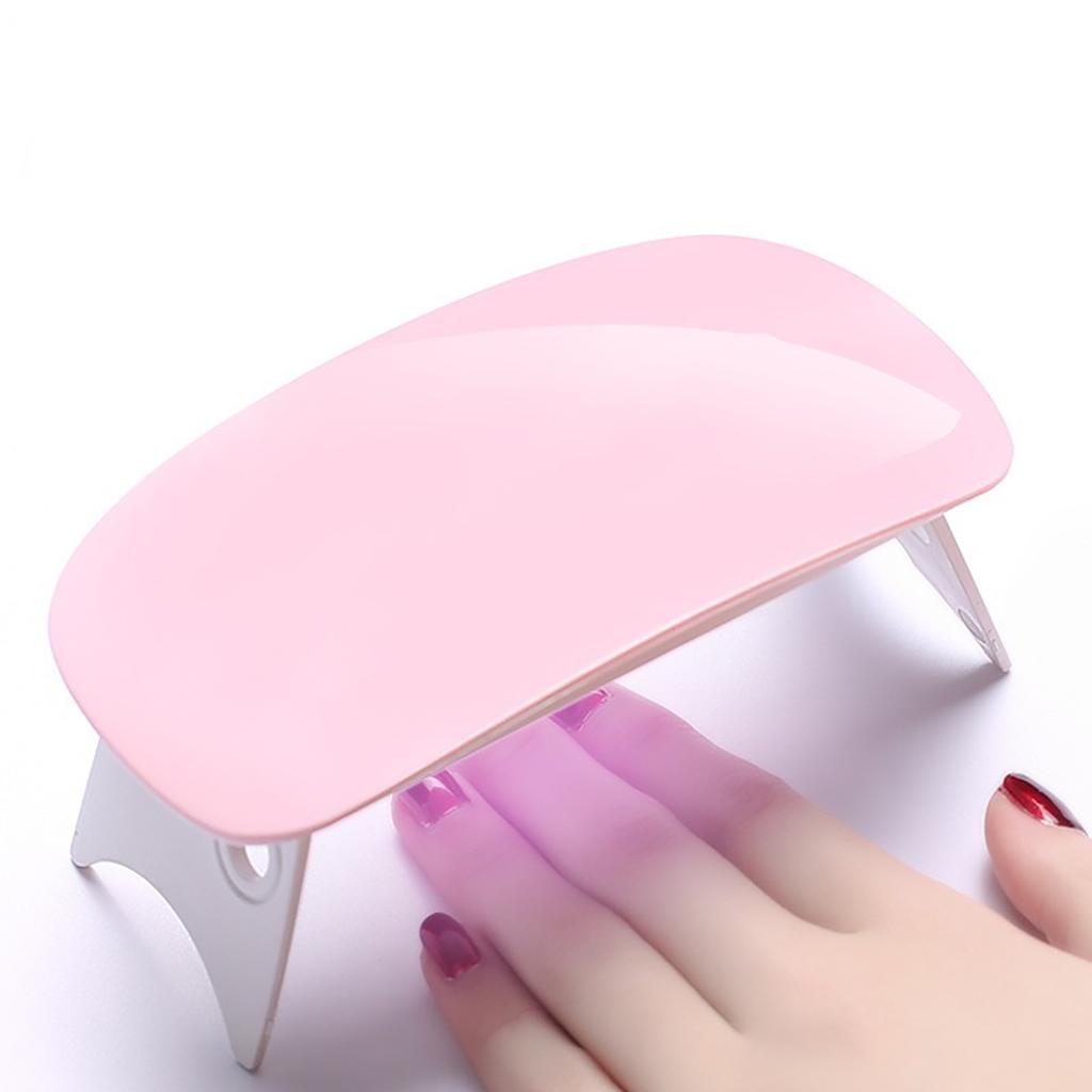 Secador de Unhas Profissional 6W Luz para Esmalte em Gel Dobrável Luz UV para Unhas Gel de Cura LED Secador Rosa Dividido