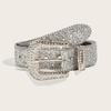 Shinning Rhinestone Belt Woman Faux-leather Y2K Style Girls Belt for Jeans Men