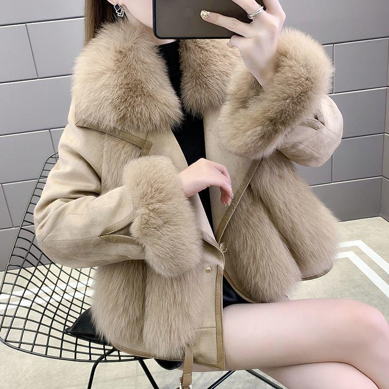 New imitation fox fur jacket women's short imitation suede coat light winter clothing