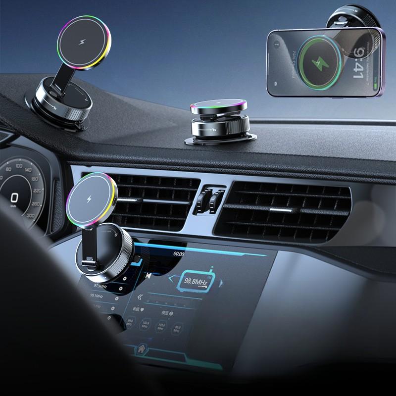 15W MagSafe Car Charger Wireless Fast Charging Magnetic Car Mount 360° Adjustable Holder for iPhone & Android