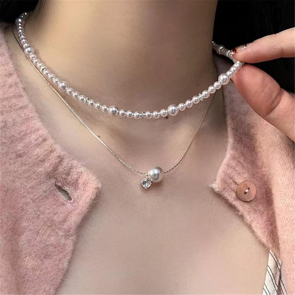 Tooxika Französische Sanfte Eleganz Rosenperle Zirkonia Halskette Leichter Luxus Exquisites Mädchenhaftes Gefühl Stapelbare Schlüsselbeinkette