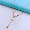 Purple Gold Super Flash Dragon Scale Butterfly Necklace Fashion Plated Rose Gold Fringed Bead Necklace