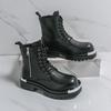 Fashion Winter Men Business Chelsea Boots Black Men Thick-soled Anti-slip Laced Business Fashion Motorcycle Boots Work Boots Sizes 38-46