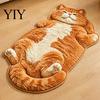 Easy to Clean Bedroom Rug Cozy Cat Shaped Floor Rug, Plush Cartoon Area Mat, Soft Whimsical Pet Themed Cover Crystal Velvet Decorative for Bedside And