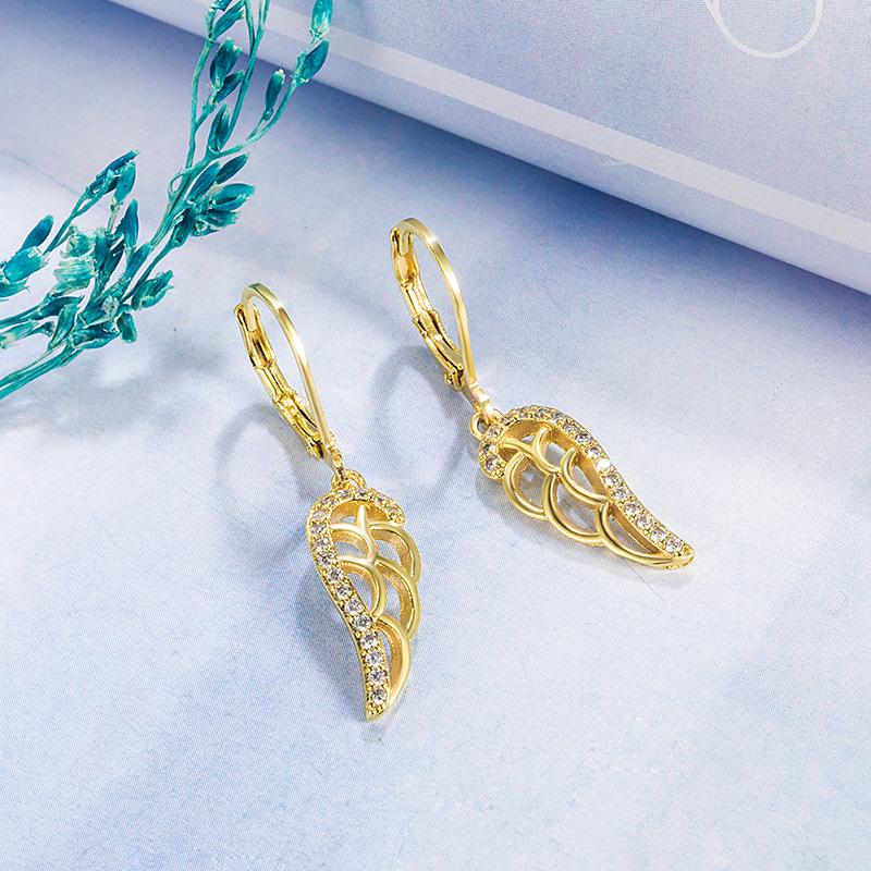 2026 Angel Wings Hollow Earrings Women Personality Temperament, High-end Feather Wings, Diamond-encrusted Earrings