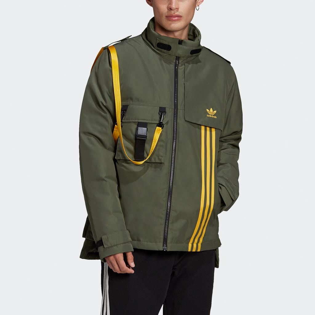 Adidas Originals Trefoil Large Logo Utility Puffer Jacket Winter Men Outerwear Basic-Green GJ6737