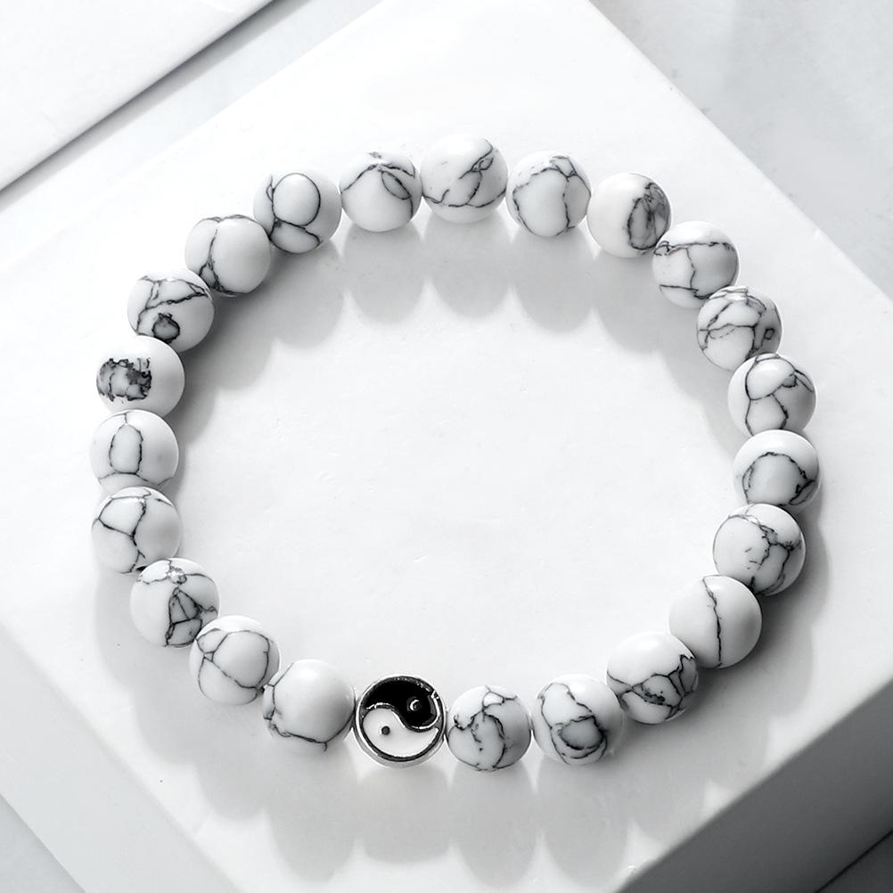 Yin-Yang Tai Chi Frosted Turquoise Beaded Bracelet