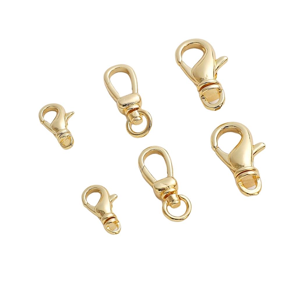 1pc/Bag 18K Gold Plated Metal Lobster Clasp Universal Rotating Lobster Clasp For DIY Bracelet Necklace Making Jewelry Findings Accessories