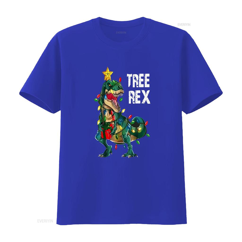 Tree Rex T Funny Christmas Dinosaur Womens Shirt Unique Design Festive Fun Vintage Washed Homme Fashion Breathable Casual