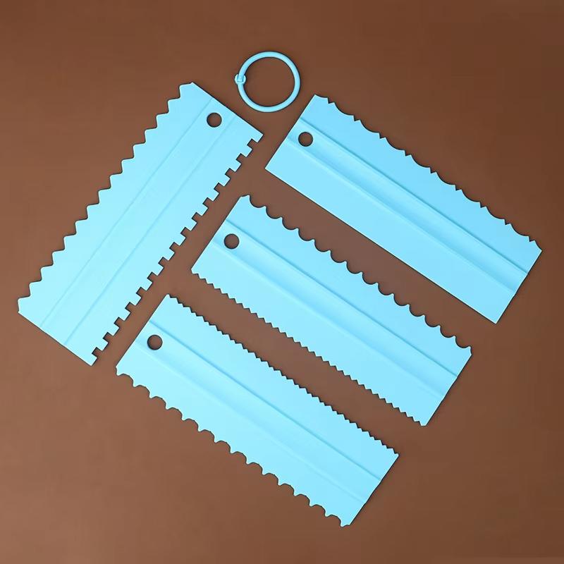 4-Piece Cake Scraper Cake Edge Decorating Tools Buttercream Fondant Cake Smoother for Plastic Sawtooth Baking Pastry Tools