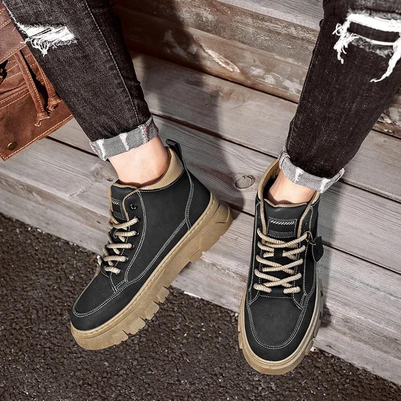 Men's Sneakers Loafers Shoes for Men Men's Autumn Sneakers Sports and Leisure Non-slip Wear-resistant Mid-top Ankle Boots New