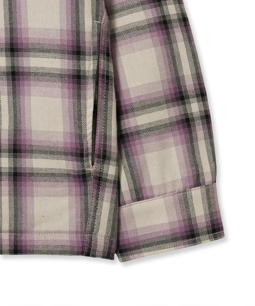 Annot Washed Check Zip-Up Jacket Purple