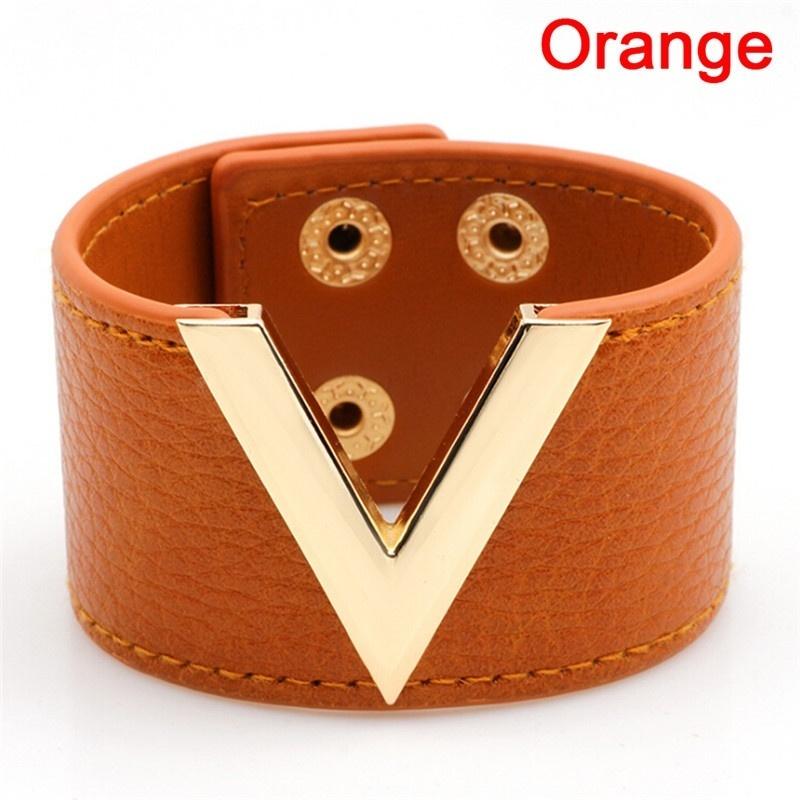 Wide V Leather Bangle Punk Cuff Bracelet Wrap Wristband Jewelry Accessories