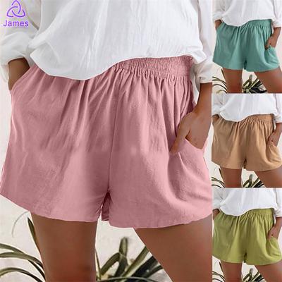 women's elastic waist shorts with pockets