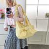 Trendy Korean Bow Drawstring Shoulder Bag Women Fashi and Versatile Commuting Bag Large Capacity  Casual and Simple Cloud Bag
