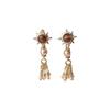 Antique Resin Pearl Tassel Stud Earrings - Silver Needle, High-End Retro Fashion for Women