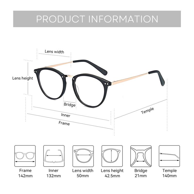 ZENOTTIC Retro Round Optical Prescription Eyeglasses Frames Unisex Ultralight Acetate Metal Spectacle Frame