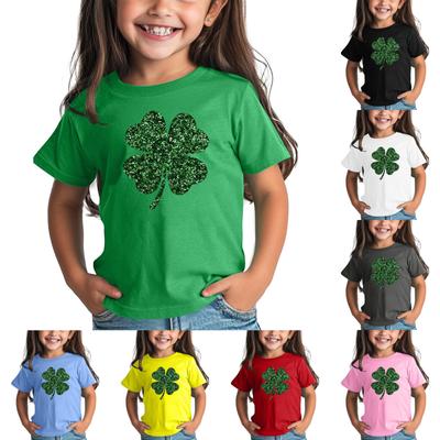 Kids T-Shirt Boys Girls Solid Color Short Sleeve Loose Fit Pullover Tops