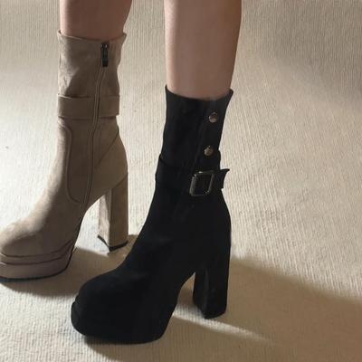 Suede Thin Thick Heel Short Boots Women's 2025 New Summer Boots Maillard Martin Boots Small High Heel Boots