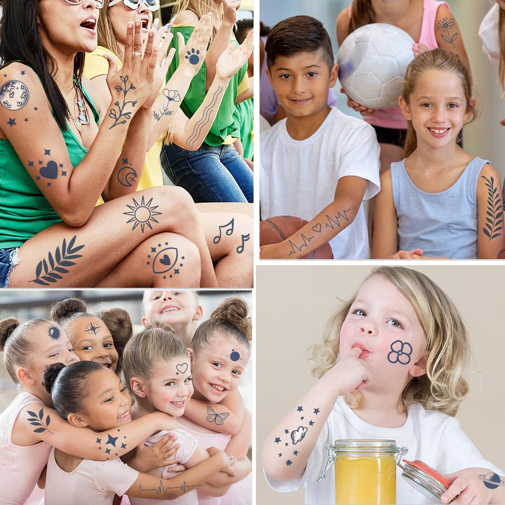 10sheets Cartoon Small Elements Butterfly Plant Tattoo Stickers For Face Body Temporary Tattoo Stickers Kids Creative Gifts