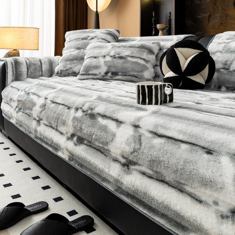 

Rabbit Plush Internet Celebrity Sofa Cushion Autumn And Winter Thickened Seat Cushion Non-Slip Sofa Cover Light Luxury High Sense Cover Cloth Towel 70*70cm