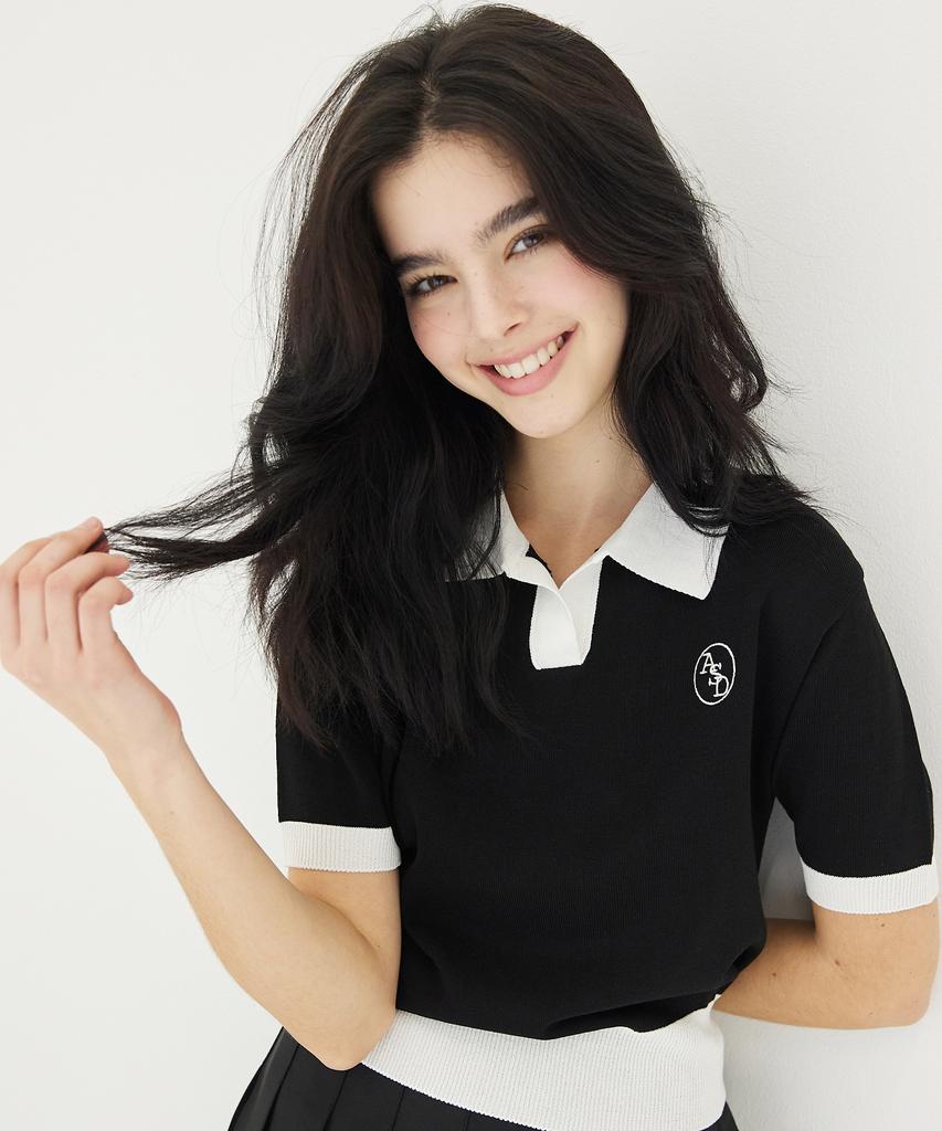 AWESOME STUDIO Point Collar Knit Black