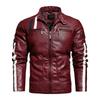 Men's Motorcycle Leather Racing Suit Colorblock Embroidery Motorcycle PU Jacket Windproof Cotton Jacket