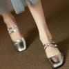 Internet Celebrity French Retro Silver Single Shoes Women Thick Heel 2025 Spring and Autumn Square Head Light Mouth Word Buckle Mary Jane Shoes Women