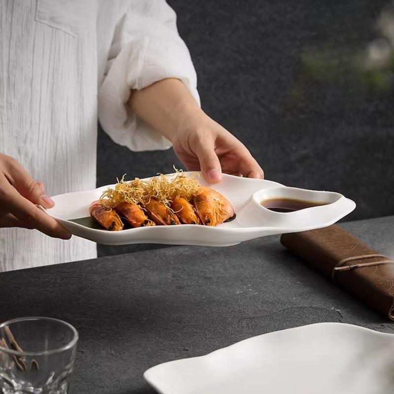 BEPAN Irregular Shape Tableware Restaurant Creative Simple Ceramic Plates Exquisite Artistic Conception Dishes Cold Dishes