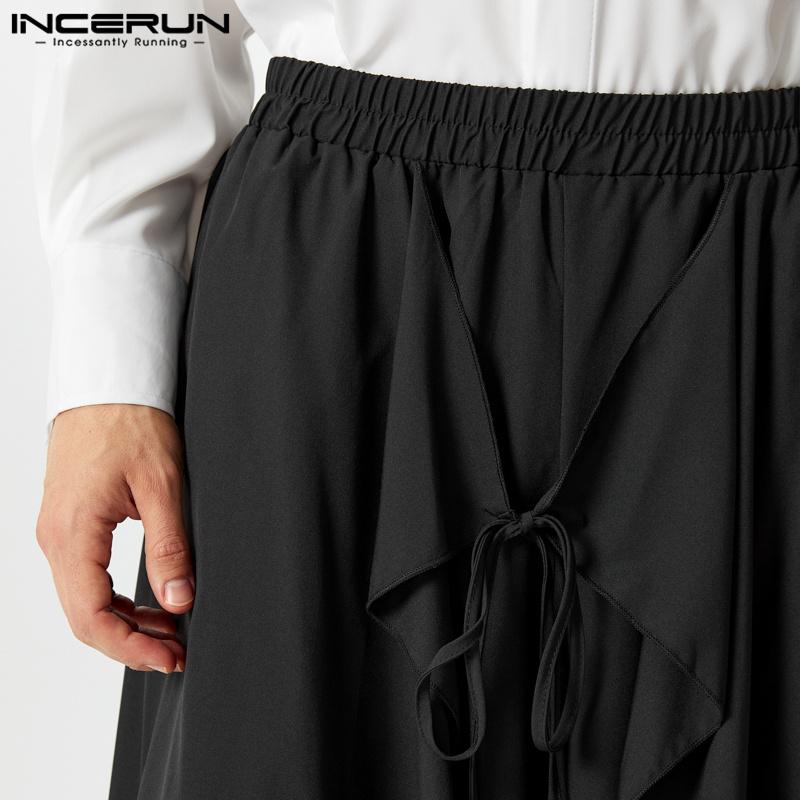 INCERUN Pánské elastické pasové sukně Kalhoty Bandáž Plisované gotické kalhoty Culottes