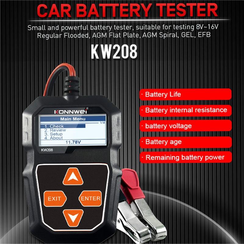 Tester 12V autobaterie Digitální automobilový diagnostický tester baterií Analyzátor Diagnostika vozidla Skener nabíjení Auto Tool