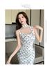 White Polka Dot Bodycon Spaghetti Strap Dress for Women - Summer French Style
