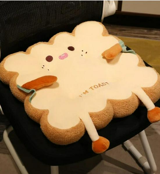 Winter Warm Toast Bread Plush Chair Cushion and Backrest