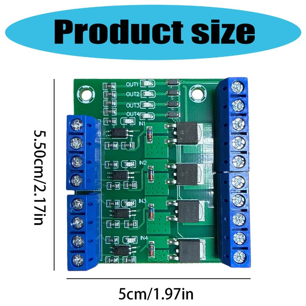 4 Channel MOSFET Pulse Triggers Switches 4-20V to 3.7-27V Driver Board 4 Way PLC Amplifier Board Driver Controller Board