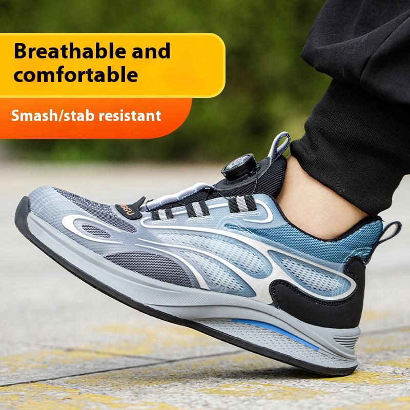 Rotating Button New Safety Shoes Men Anti-Smash Anti-Puncture Work Shoes Fashion Men Sport Shoes Security Protective Boots Men