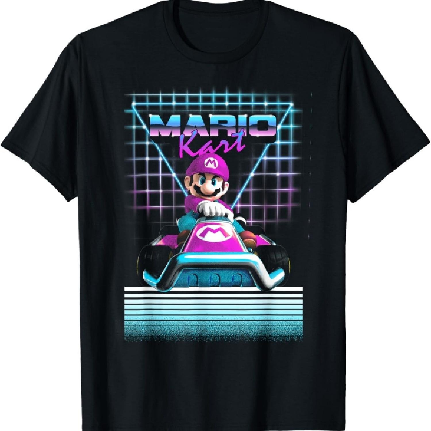 

Mario Kart Mario Retro Neon Driving Portrait T-Shirt XXXXXL чёрный