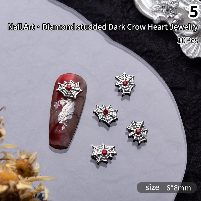 10 Stücke Halloween Element Nagel Diamant Menschlicher Schädel Spinne Form Diy Charms Dekoration Persönlichkeit Stereoskopischen