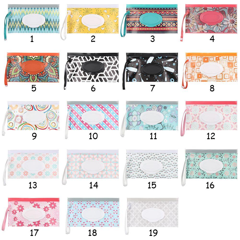1pcs Fashion Cute Snap-Strap Flip Cover Carrying Case Portable Wet Wipes Bag Cosmetic Pouch Stroller Accessories Tissue Box