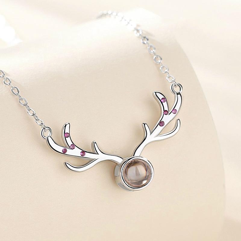 Yilu You Project Necklace for Women Japanese and Korean Simple Students Mori Department Little Elk Antler Pendant Collarbone Chain