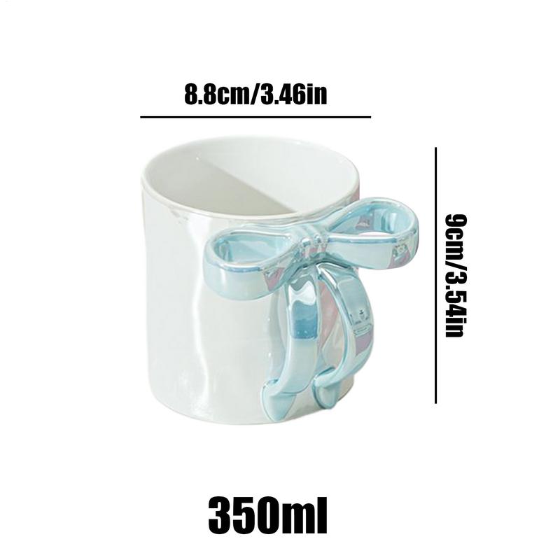 Ceramic Coffee Cup 12oz Elegant Bow Tumbler With Ergonomic Grip Multipurpose Drinkware For Latte Hot Cocoa Beverage Water Orange