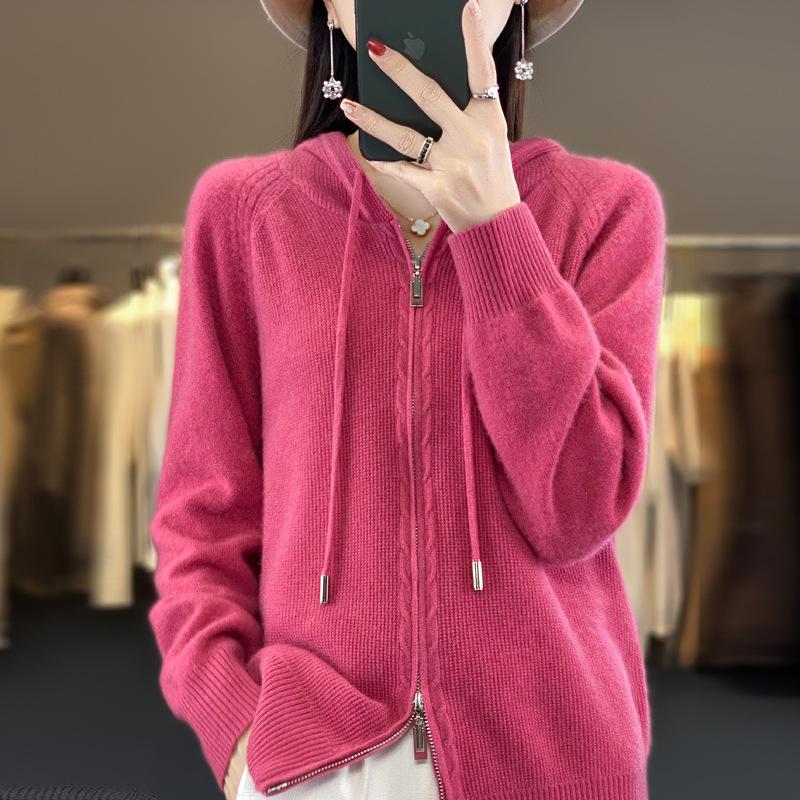 Women's 100% Wool Hooded Zip-Up Cardigan Sweater – 25th Anniversary Edition
