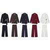 Completo Elegante da Donna Due Pezzi con Blazer a Risvolto Cinturato e Pantaloni a Gamba Larga